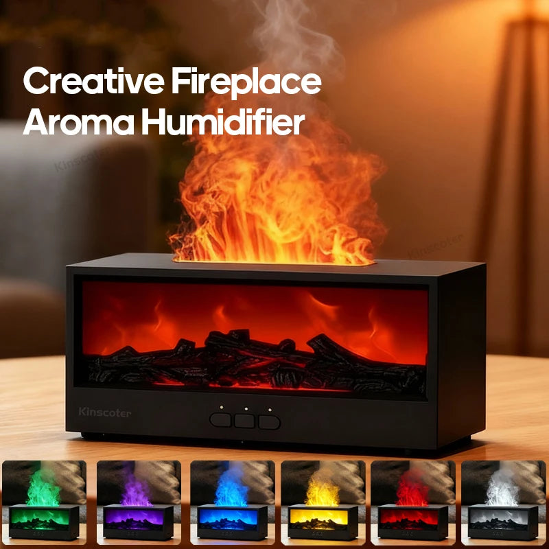 New Creative Fireplace Aromatherapy 150 Waterless Auto Off Colorful Flame Aerial Humidifier with a gift for remote home bedrooms Ai-TechWorld   ai-techworld