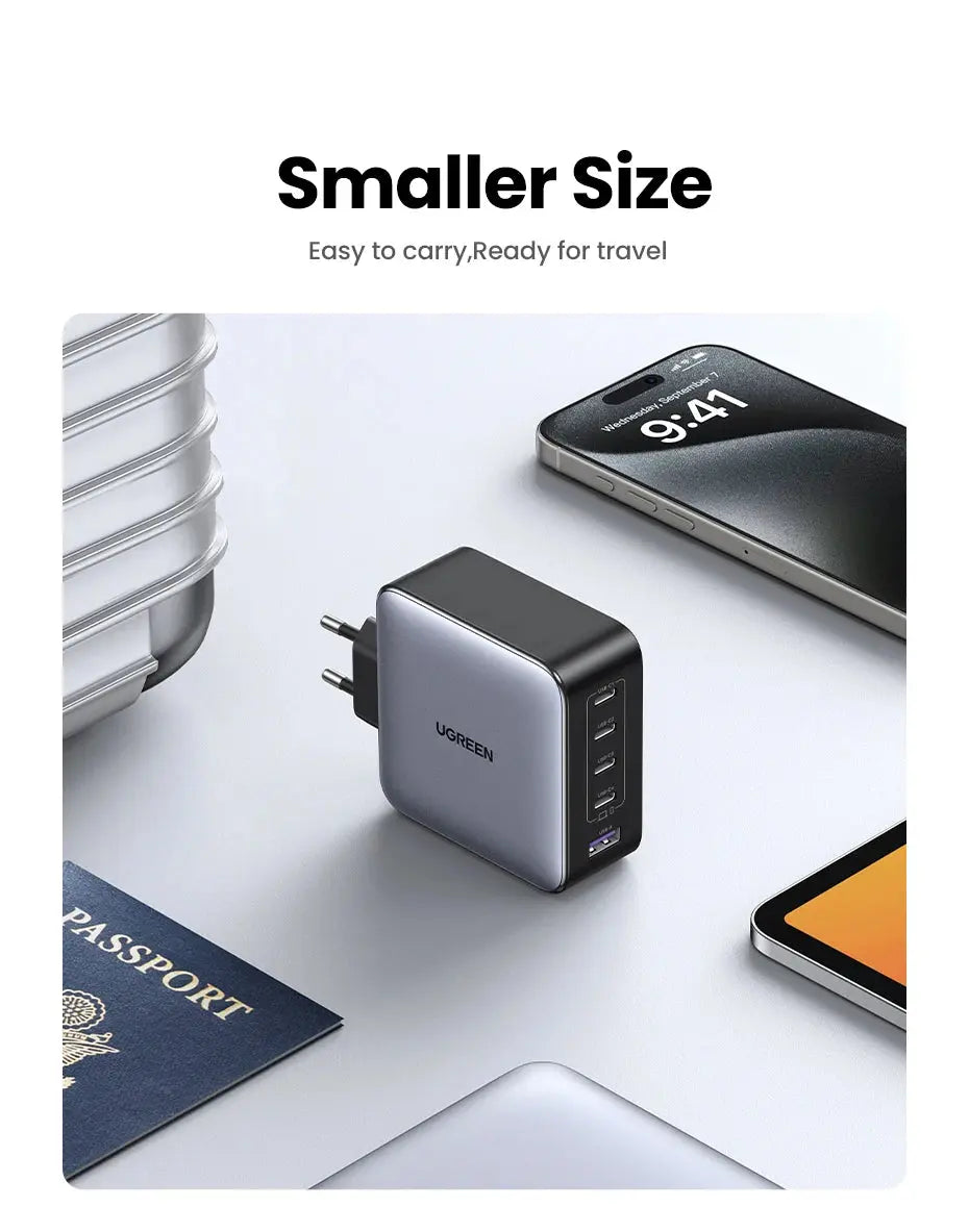 UGREEN 100W GaN Charger 5 Ports USB C Charger QC4.0 3.0 PPS For Macbook Air Laptop Tablet PDFast Charger For iPhone 16 15 14 Pro Ai-TechWorld 