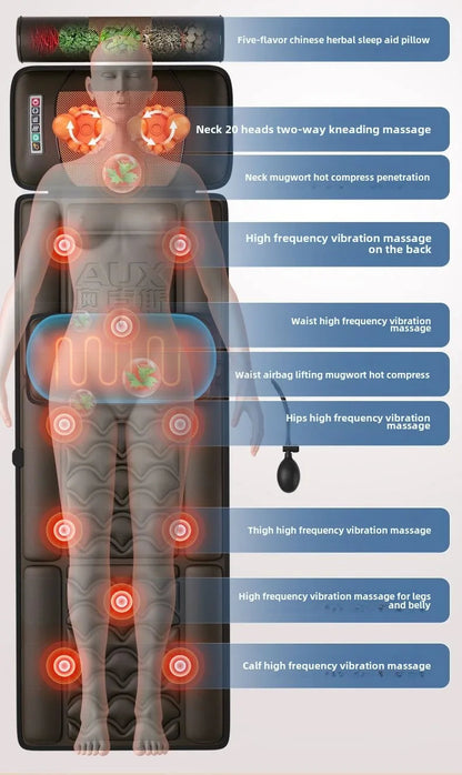 Multifunctional Lumbar Traction Massage Mattress Cushion Full Body Electric Shoulder Neck Waist Back Vibrations Removable Gift Ai-TechWorld 