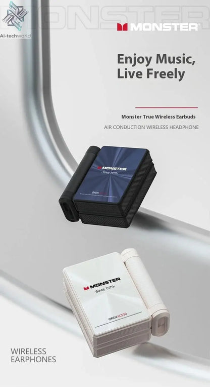 Sales MONSTER AC530 Wireless Bluetooth Earphones Noise-Canceling Wireless Bio-Fiber Dynamic Driver Foldable Music Earphones Gift - Ai-TechWorld
