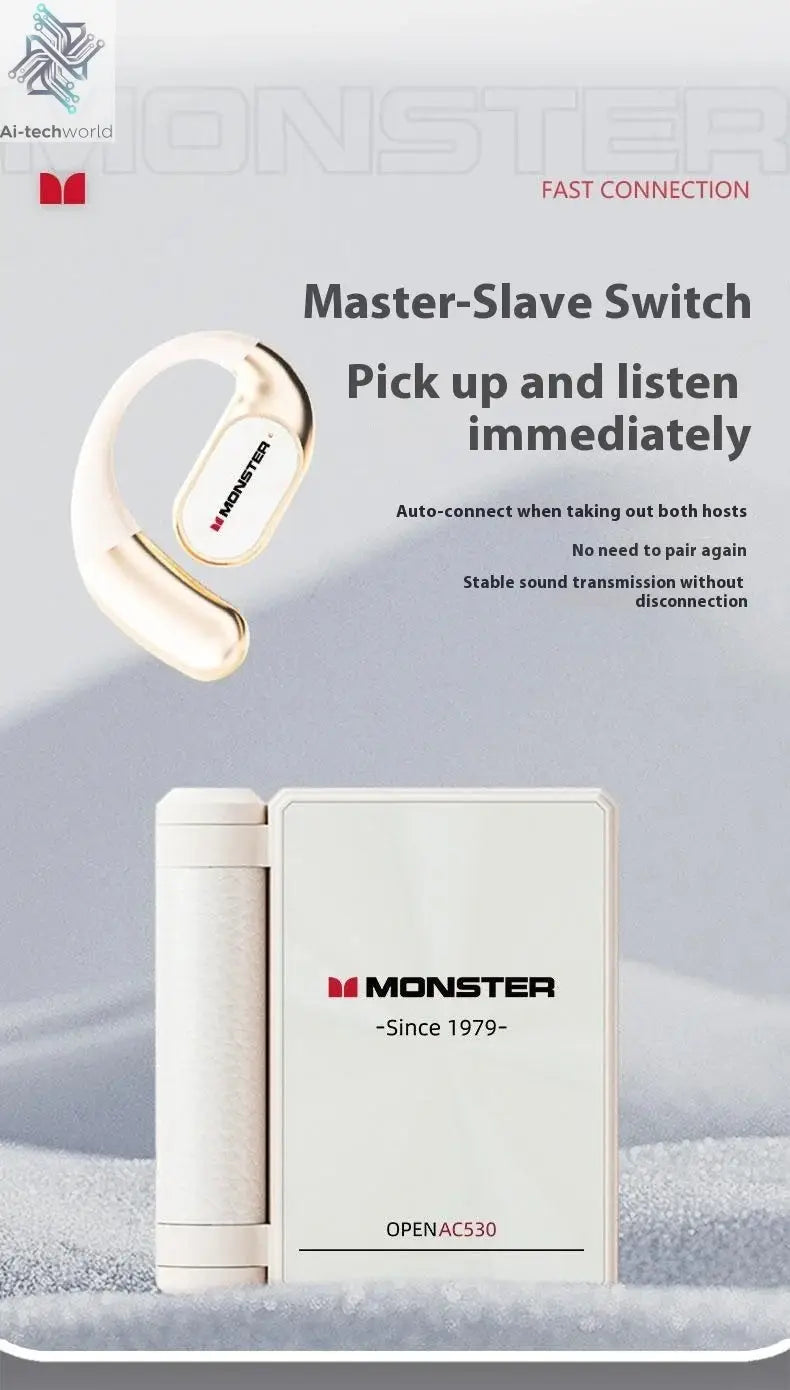 Sales MONSTER AC530 Wireless Bluetooth Earphones Noise-Canceling Wireless Bio-Fiber Dynamic Driver Foldable Music Earphones Gift - Ai-TechWorld
