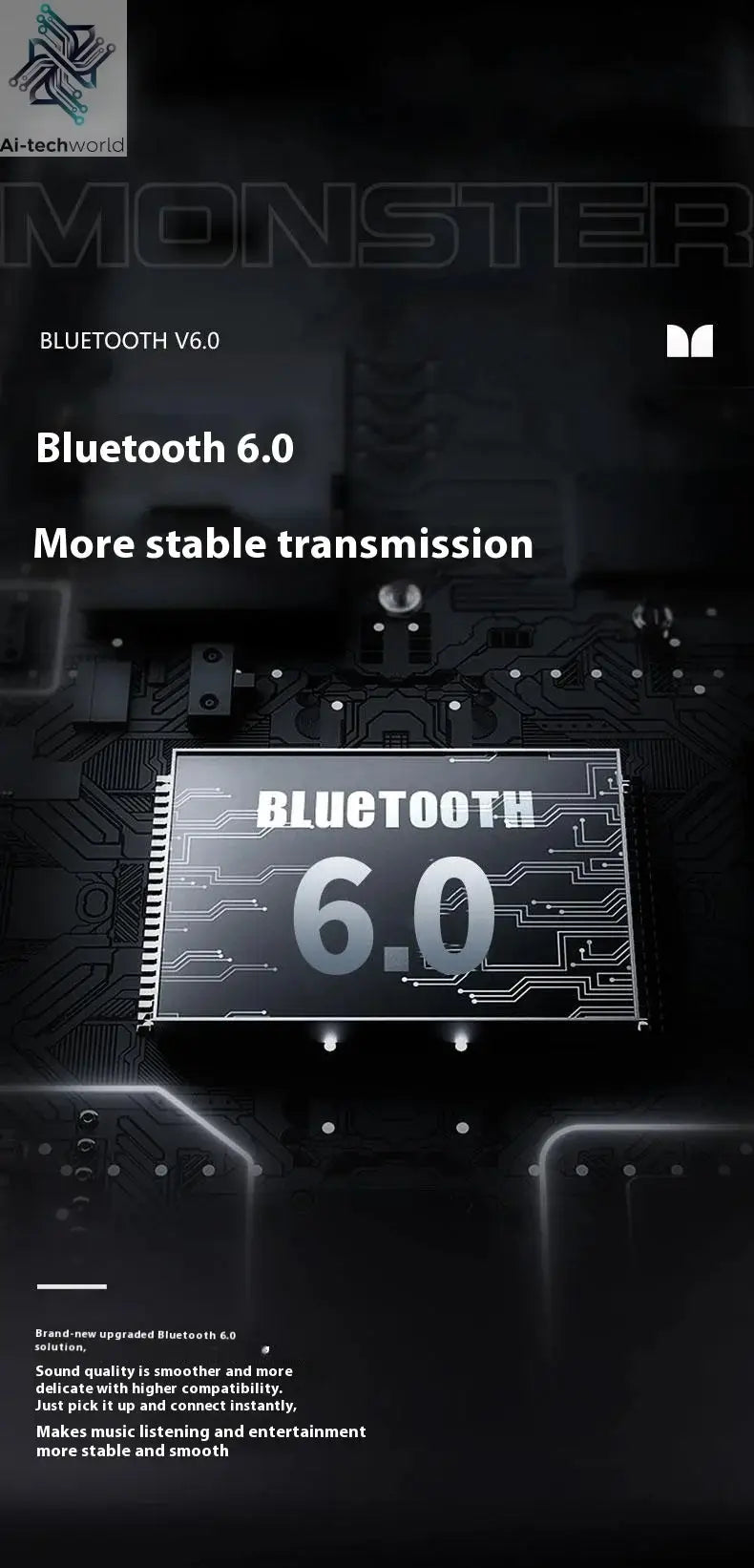 Sales MONSTER AC530 Wireless Bluetooth Earphones Noise-Canceling Wireless Bio-Fiber Dynamic Driver Foldable Music Earphones Gift - Ai-TechWorld