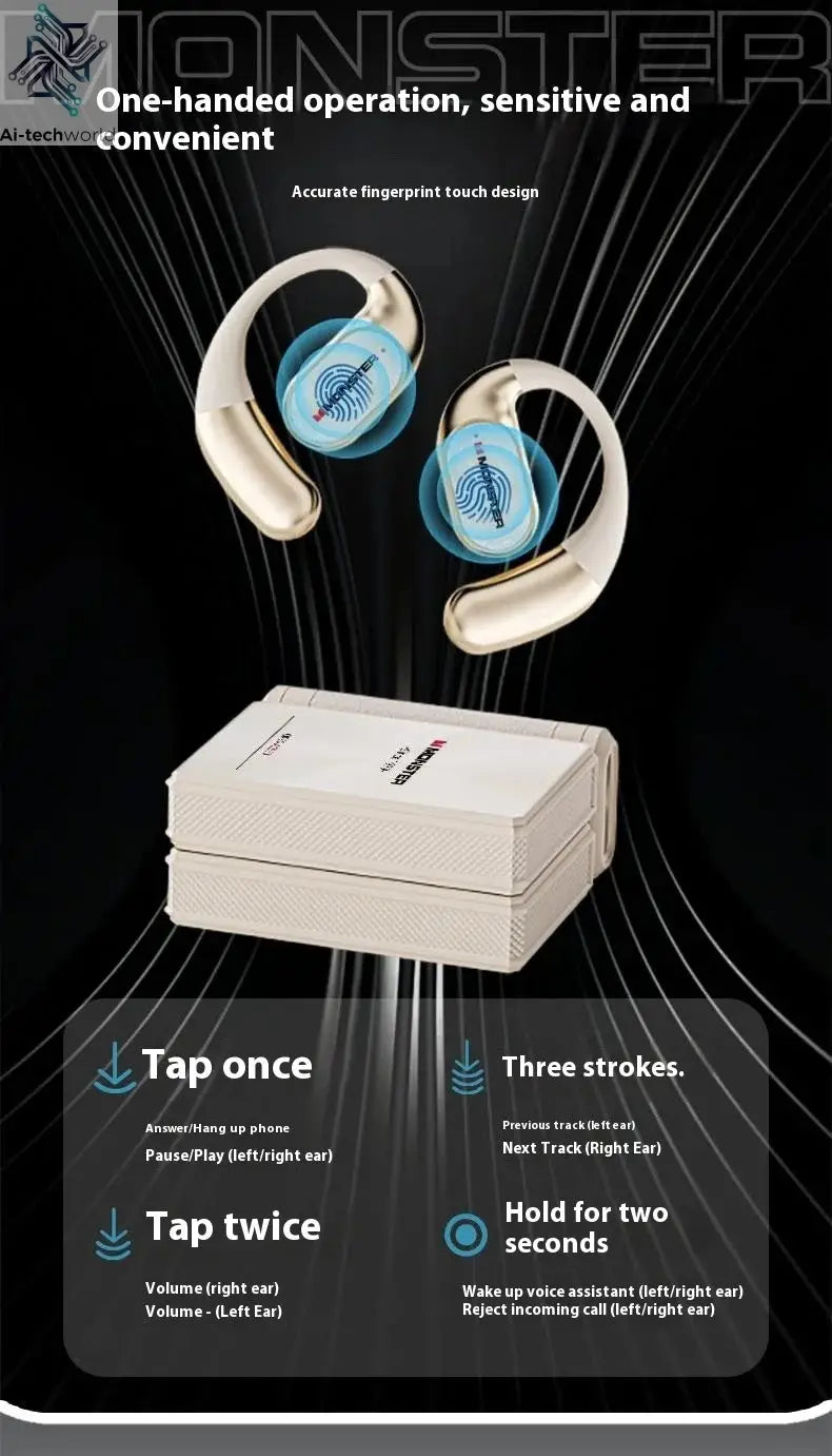 Sales MONSTER AC530 Wireless Bluetooth Earphones Noise-Canceling Wireless Bio-Fiber Dynamic Driver Foldable Music Earphones Gift - Ai-TechWorld