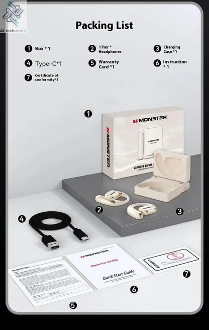 Sales MONSTER AC530 Wireless Bluetooth Earphones Noise-Canceling Wireless Bio-Fiber Dynamic Driver Foldable Music Earphones Gift - Ai-TechWorld