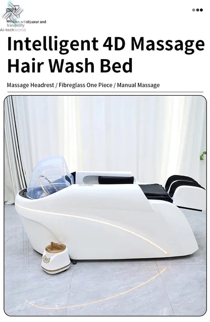 Salon Head Spa Synthetic Leather Head Therapy Beds Automatic Massage Shampoo Bed Ai-TechWorld 