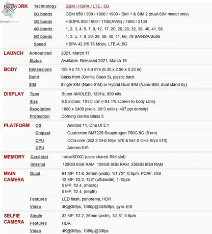 Samsung Galaxy A52S 5G intelligent Android phone 6.5-inch 6GB RAM 128GB US version Samsung 64MP quad camera NFC4500mAh unlocked Ai-TechWorld 