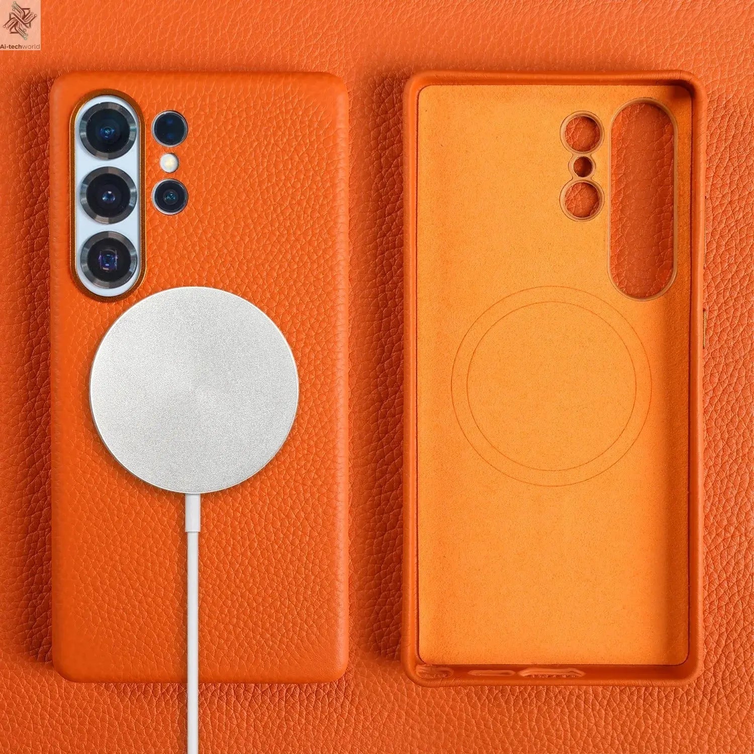 Premium Magnet Magsafe Case For Samsung Galaxy S25 Ultra Genuine Leather Cover Magnetic Funda S23Ultra S24 Cases Full Coverage - Ai - TechWorld