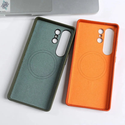 Premium Magnet Magsafe Case For Samsung Galaxy S25 Ultra Genuine Leather Cover Magnetic Funda S23Ultra S24 Cases Full Coverage - Ai - TechWorld