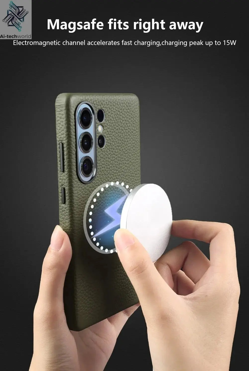 Premium Magnet Magsafe Case For Samsung Galaxy S25 Ultra Genuine Leather Cover Magnetic Funda S23Ultra S24 Cases Full Coverage - Ai - TechWorld