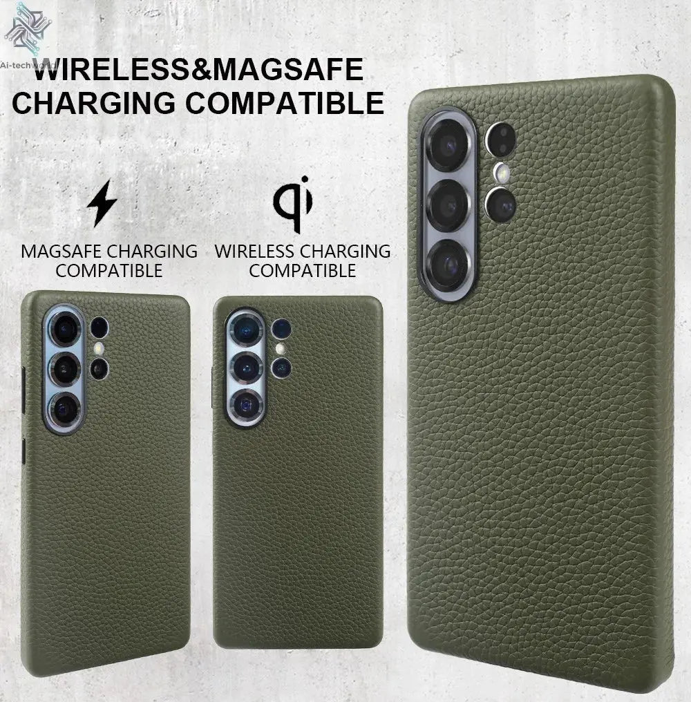Premium Magnet Magsafe Case For Samsung Galaxy S25 Ultra Genuine Leather Cover Magnetic Funda S23Ultra S24 Cases Full Coverage - Ai - TechWorld