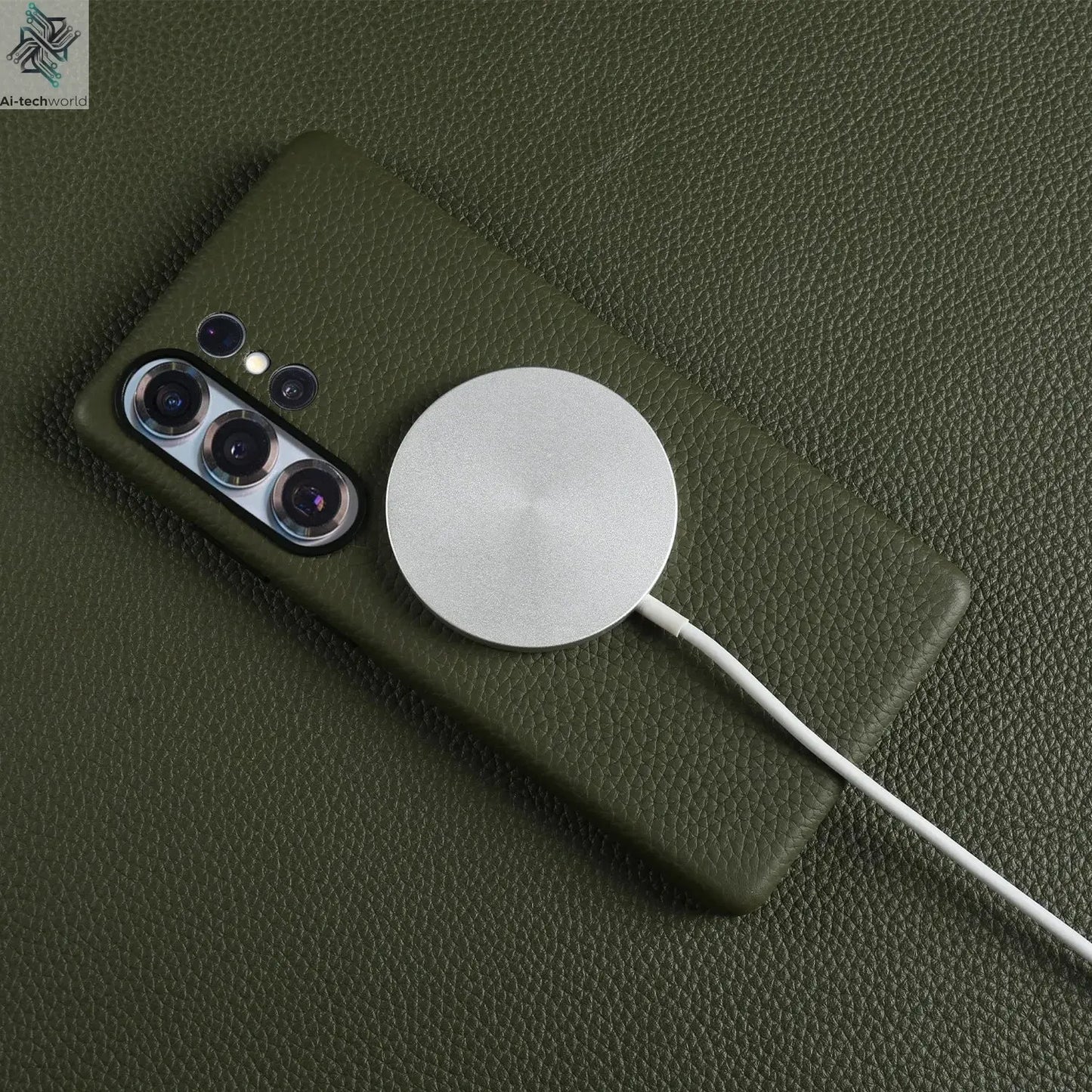 Premium Magnet Magsafe Case For Samsung Galaxy S25 Ultra Genuine Leather Cover Magnetic Funda S23Ultra S24 Cases Full Coverage - Ai - TechWorld