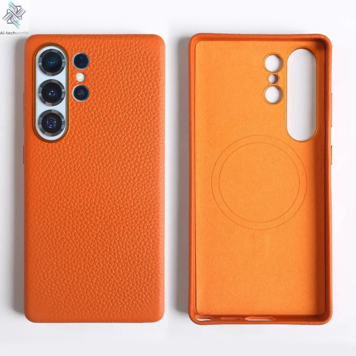 Premium Magnet Magsafe Case For Samsung Galaxy S25 Ultra Genuine Leather Cover Magnetic Funda S23Ultra S24 Cases Full Coverage - Ai - TechWorld