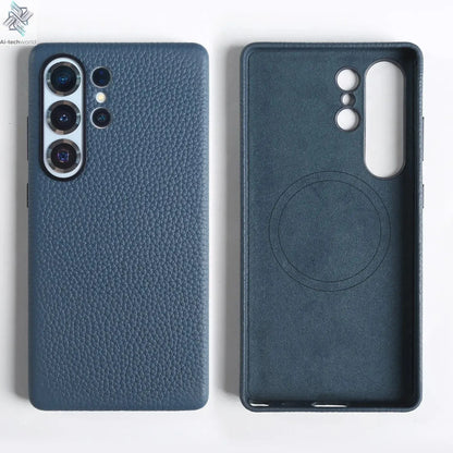 Premium Magnet Magsafe Case For Samsung Galaxy S25 Ultra Genuine Leather Cover Magnetic Funda S23Ultra S24 Cases Full Coverage - Ai - TechWorld