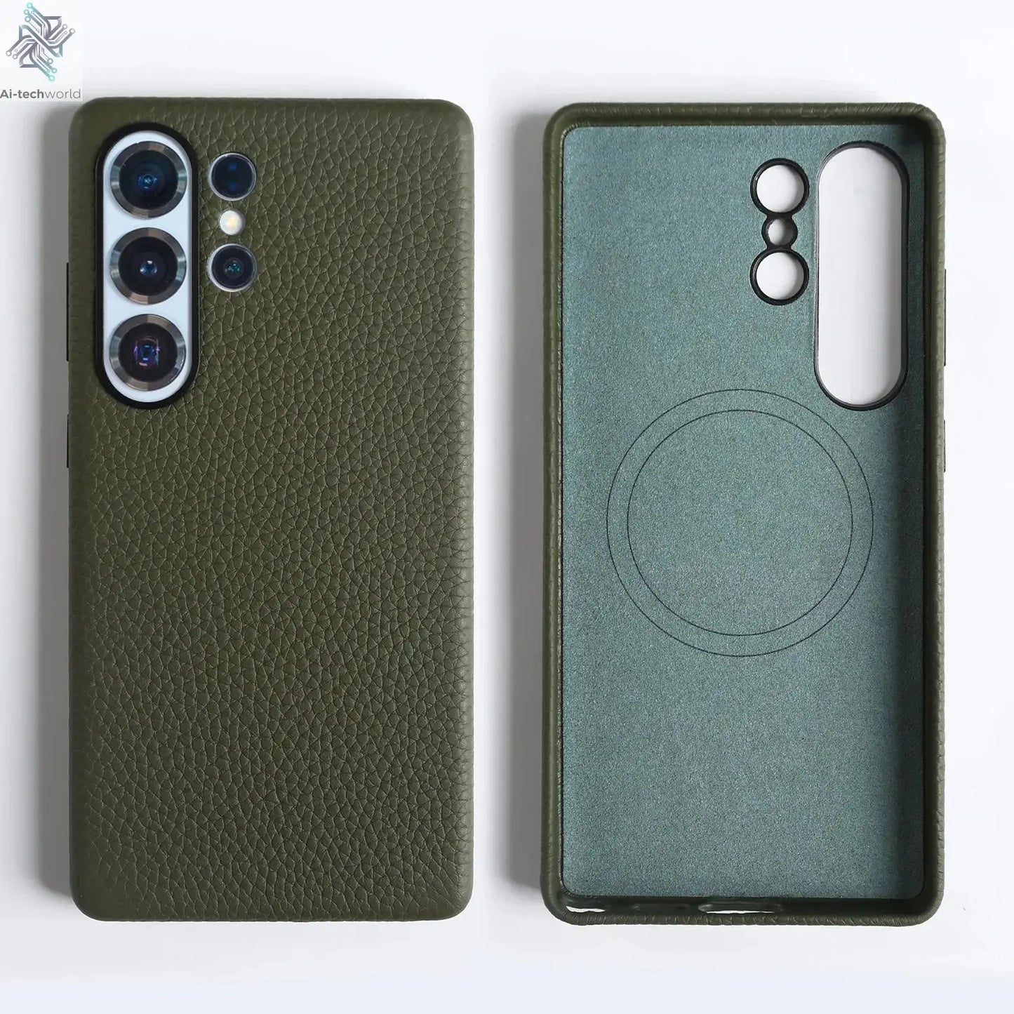 Premium Magnet Magsafe Case For Samsung Galaxy S25 Ultra Genuine Leather Cover Magnetic Funda S23Ultra S24 Cases Full Coverage - Ai - TechWorld