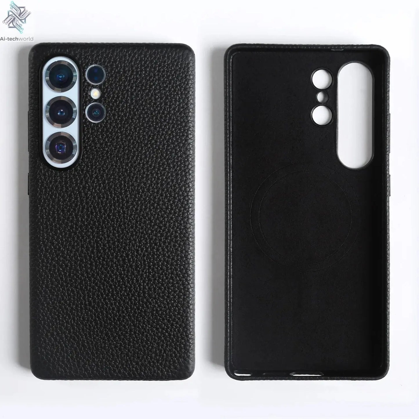 Premium Magnet Magsafe Case For Samsung Galaxy S25 Ultra Genuine Leather Cover Magnetic Funda S23Ultra S24 Cases Full Coverage - Ai - TechWorld