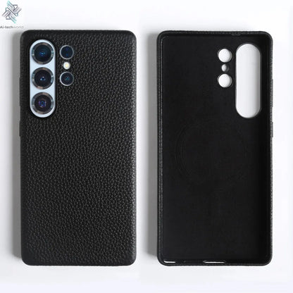 Premium Magnet Magsafe Case For Samsung Galaxy S25 Ultra Genuine Leather Cover Magnetic Funda S23Ultra S24 Cases Full Coverage - Ai - TechWorld