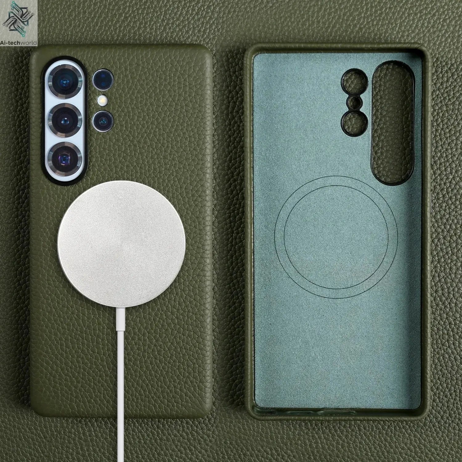 Premium Magnet Magsafe Case For Samsung Galaxy S25 Ultra Genuine Leather Cover Magnetic Funda S23Ultra S24 Cases Full Coverage - Ai - TechWorld