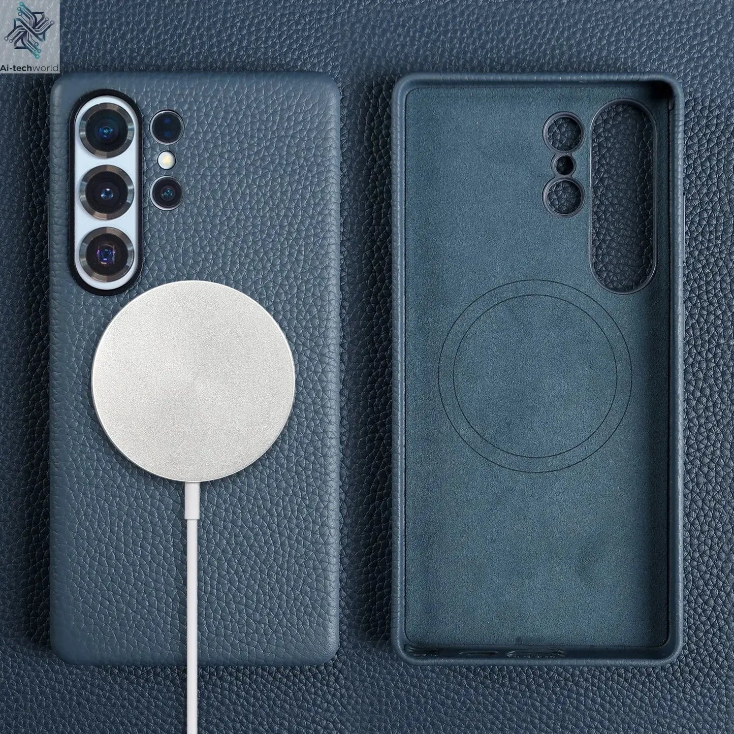 Premium Magnet Magsafe Case For Samsung Galaxy S25 Ultra Genuine Leather Cover Magnetic Funda S23Ultra S24 Cases Full Coverage - Ai - TechWorld