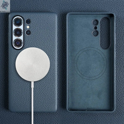 Premium Magnet Magsafe Case For Samsung Galaxy S25 Ultra Genuine Leather Cover Magnetic Funda S23Ultra S24 Cases Full Coverage - Ai - TechWorld