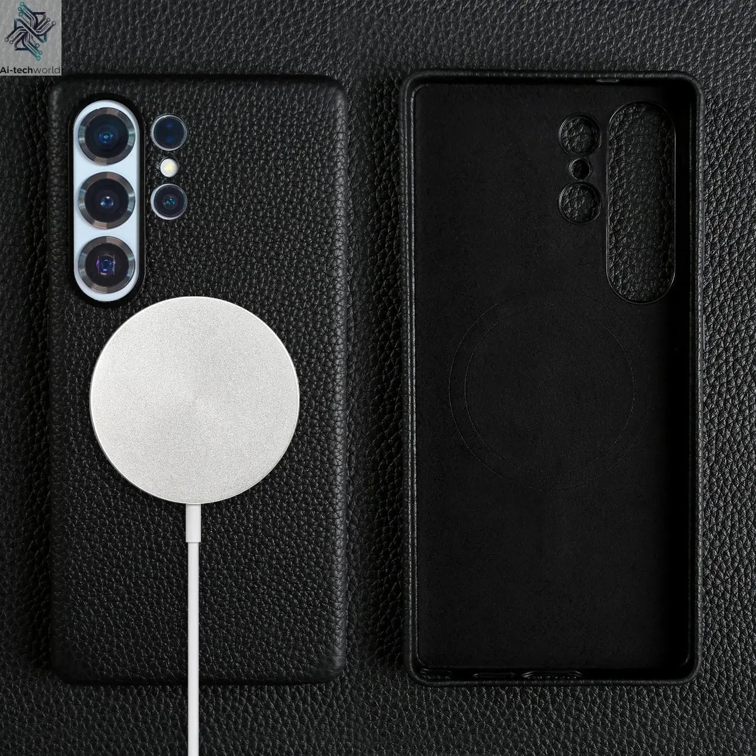 Premium Magnet Magsafe Case For Samsung Galaxy S25 Ultra Genuine Leather Cover Magnetic Funda S23Ultra S24 Cases Full Coverage - Ai - TechWorld