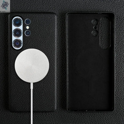 Premium Magnet Magsafe Case For Samsung Galaxy S25 Ultra Genuine Leather Cover Magnetic Funda S23Ultra S24 Cases Full Coverage - Ai - TechWorld