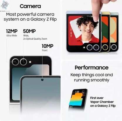 Samsung Galaxy Z Flip 6 5G F741B F741U1 F741N 256/512GB ROM 12GB RAM 6.7" NFC Snapdragon Foldable Original 99% New AI Cell Phone Ai-TechWorld 