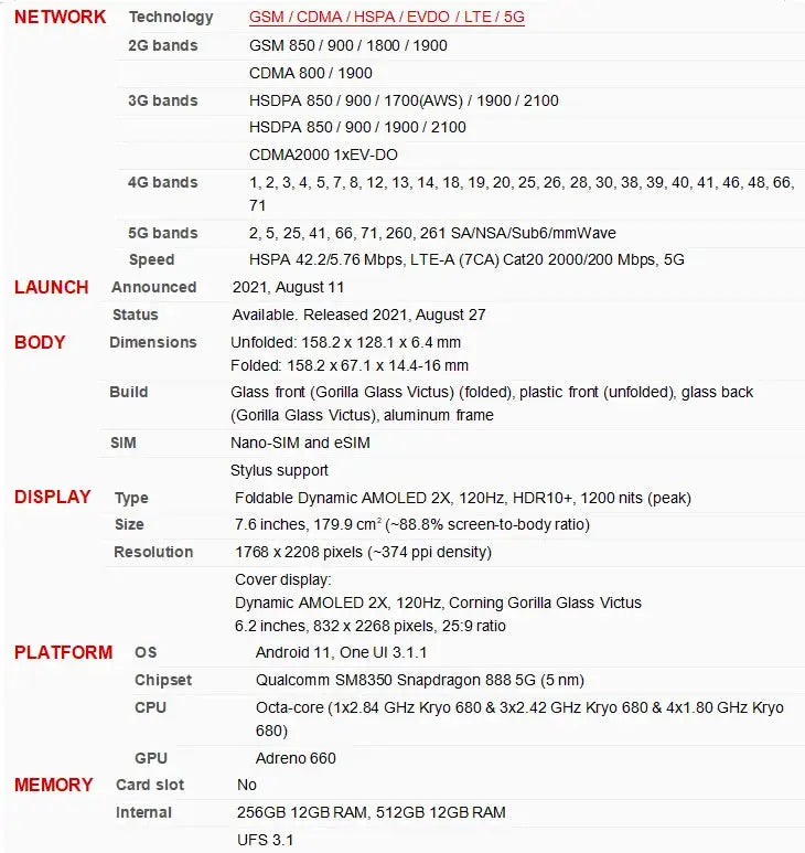 Samsung Galaxy Z Fold 3 Fold3 5G F926B F926U1 F926N 7.6" Foldable 12GB 256/512GB NFC Snapdragon Original 99% New Cell Phone Ai-TechWorld 