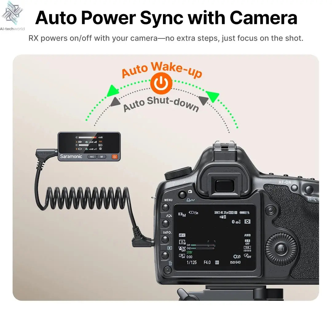 Saramonic Air Wireless Lavalier Microphone Noise Cancelling Lapel Mic for iPhone 15/16 Android Smartphone Camera Vlog Youtube Ai-TechWorld 