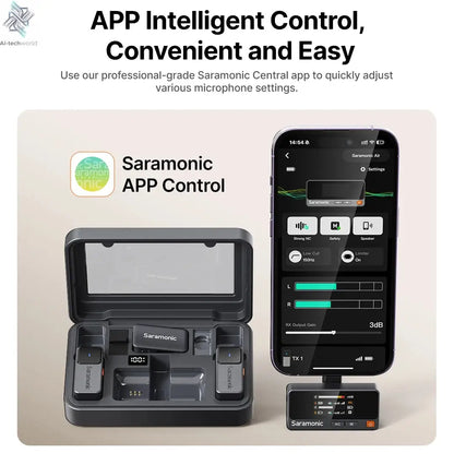 Saramonic Air Wireless Lavalier Microphone Noise Cancelling Lapel Mic for iPhone 15/16 Android Smartphone Camera Vlog Youtube Ai-TechWorld 