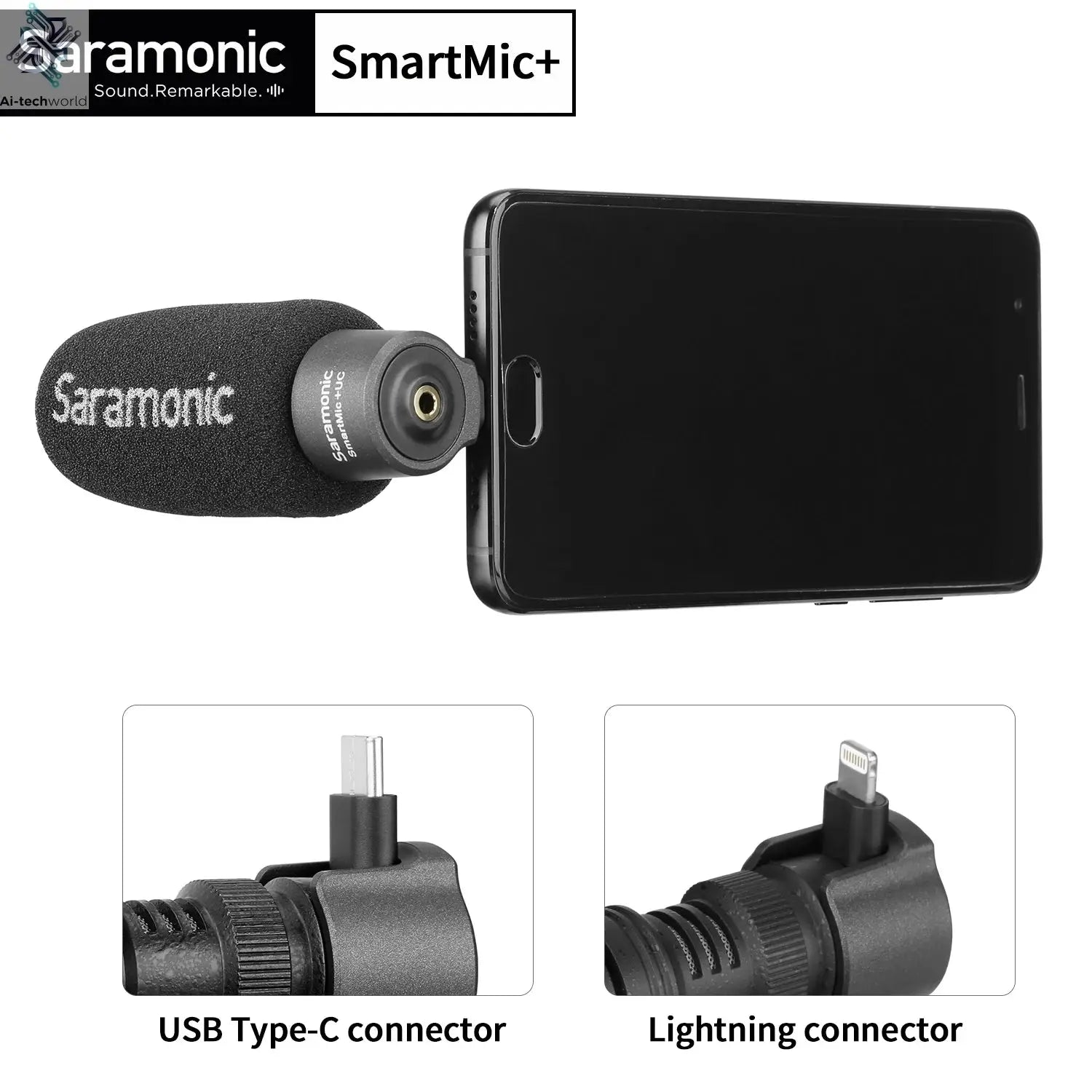 Saramonic SmartMic + Di/UC Type-C Directional Microphone with Foam Windscreen for IOS iPhone 13 11 7 7 plus Android Smartphones Ai-TechWorld 