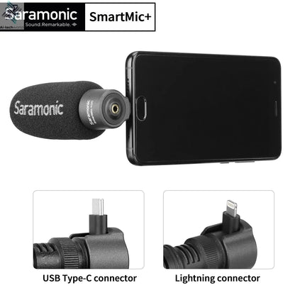 Saramonic SmartMic + Di/UC Type-C Directional Microphone with Foam Windscreen for IOS iPhone 13 11 7 7 plus Android Smartphones Ai-TechWorld 