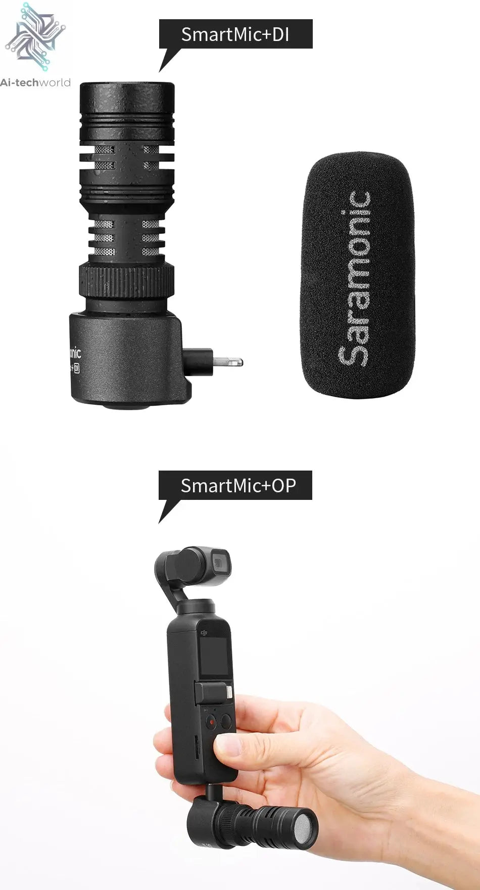 Saramonic SmartMic + Di/UC Type-C Directional Microphone with Foam Windscreen for IOS iPhone 13 11 7 7 plus Android Smartphones Ai-TechWorld 