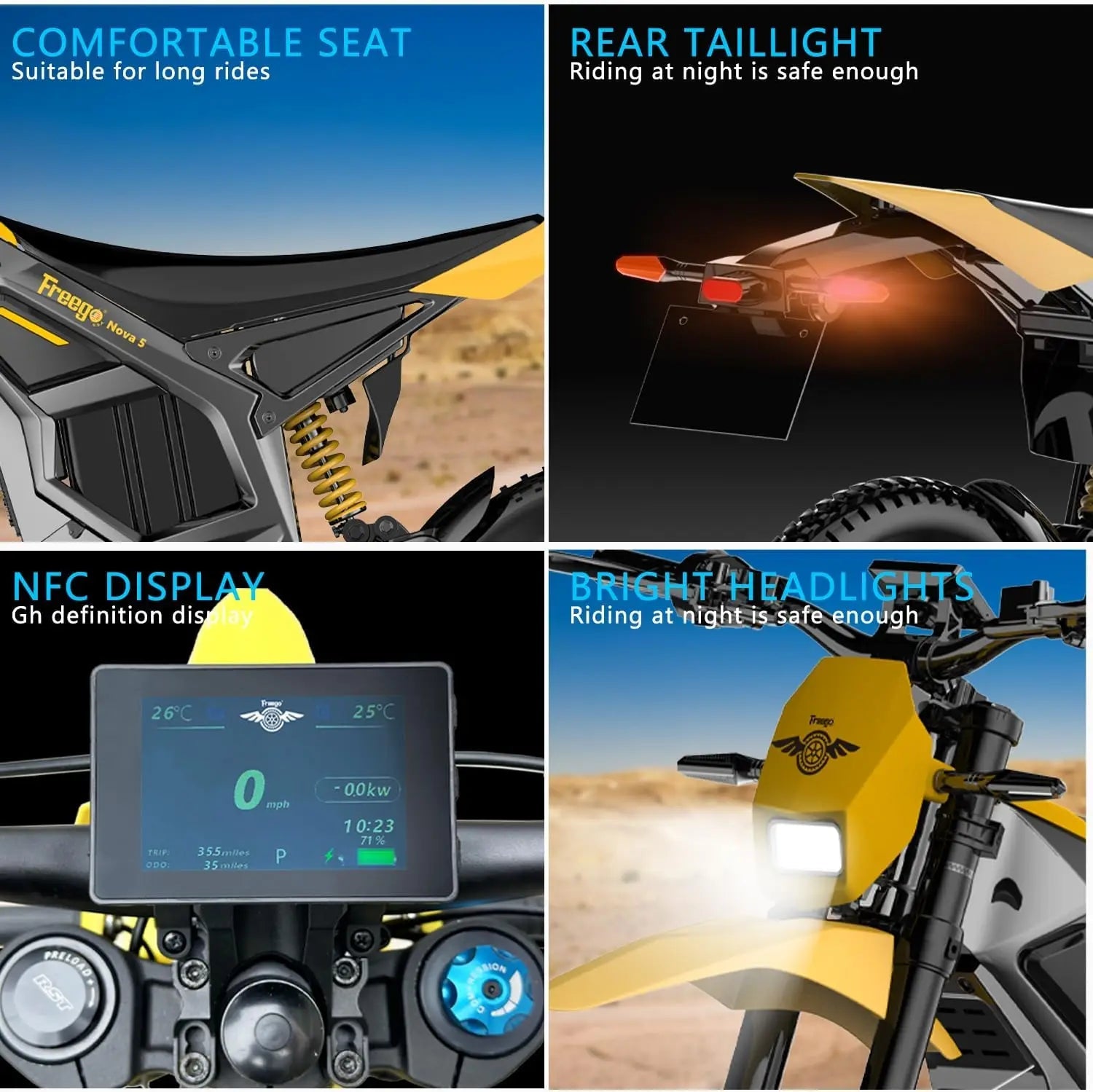 NEW Electric Dirt Bike Mid-Drive Motor 72V/40AH/8000W(Peak) 53MPH Electric Motorcycle Bike 380N.m Fast Charging Off-Road Bike Ai-TechWorld 