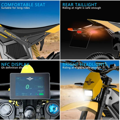 NEW Electric Dirt Bike Mid-Drive Motor 72V/40AH/8000W(Peak) 53MPH Electric Motorcycle Bike 380N.m Fast Charging Off-Road Bike Ai-TechWorld 