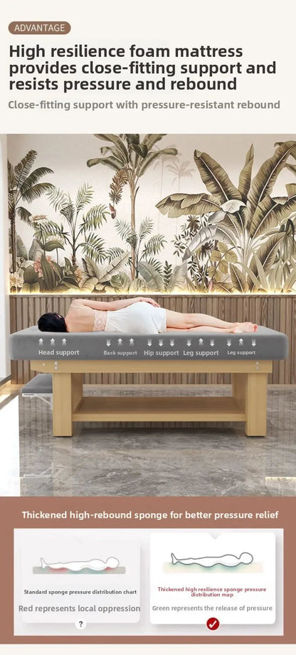 Solid Wood Massage Bed Beauty Salon Treatment Table Chinese Medicine Physiotherapy Thai Moxibustion Beauty Bed Lash Massage Bed Ai-TechWorld 