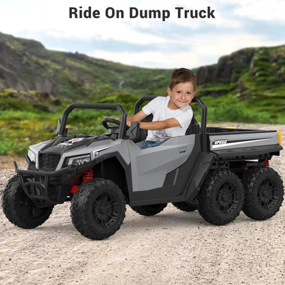 24V 4WD Electric Ride On Dump Truck with Remote Control 2-Seater Kids Ride On Car Music Player & LED Lights Birthday Gift Ai-TechWorld 
