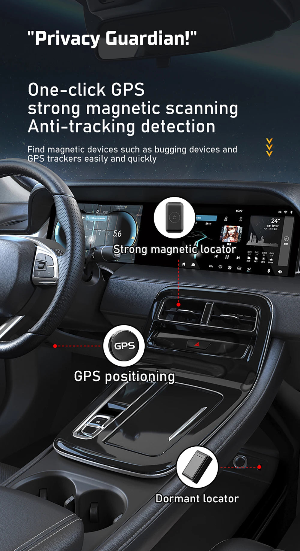 New signal detector anti-peeping camera viewfinder anti-peeping infrared scanner signal source anti-lost sound and light alarm Ai-TechWorld 