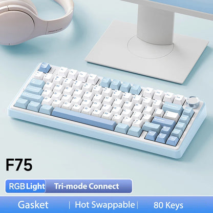 AULA F75 2.4G Wireless/Bluetooth/Wired Gaming Mechanical Keyboard RGB Customized 75% Layout OEM Profile Gasket Structure Ai-TechWorld   ai-techworld