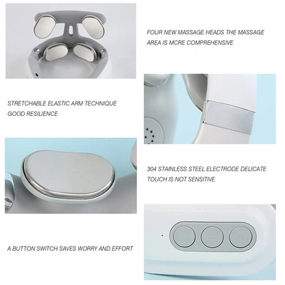 Neck Massage Machine 4 Head And Neck Protection Heating Machines Breathing Light Vibration Hot Compress Cervical Spine Machine Ai-TechWorld 