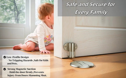 Adjustable Stainless Steel Door Stop Punch-free Strong Magnetic Anti-collision Door Stopper Invisible Bathroom Floor Door Stop Ai-TechWorld 