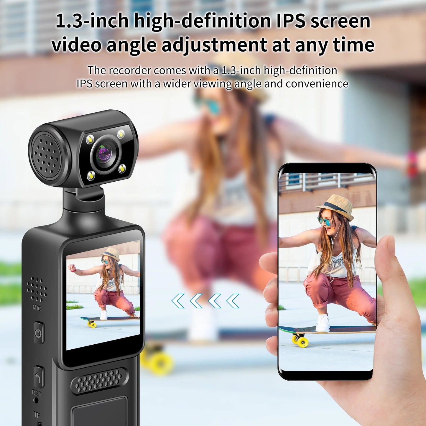 4K HD Handheld Pocket Camera 180 ° Rotating Mini Portable Camera Wearable Night Vision Outdoor Sports Camera 2025 New Ai-TechWorld 