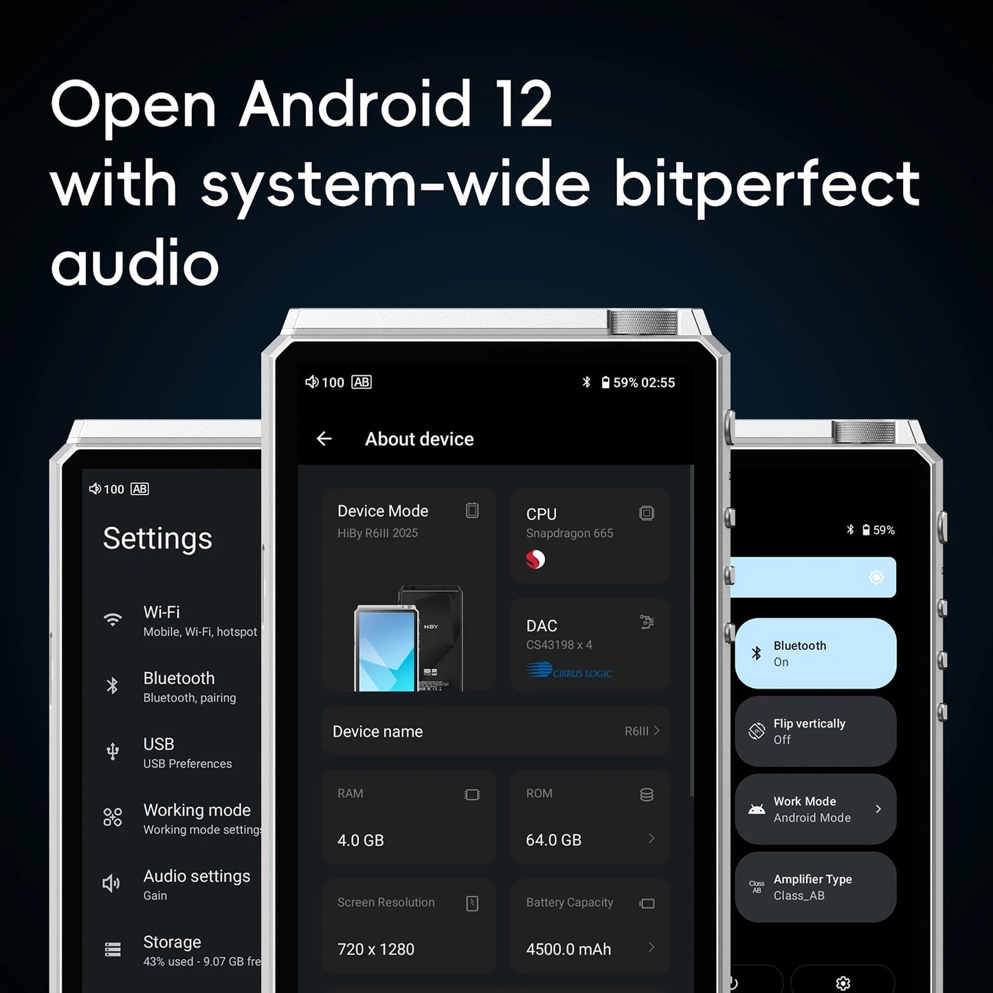 HiBy R6III 2025 / R6 Gen 3 Android 12 Music Player MP3 USB DAC HIFI WiFi Bluetooth 5.0 CS43198 *4 MQA16x DSD512 PCM768 4500mAh Ai-TechWorld 
