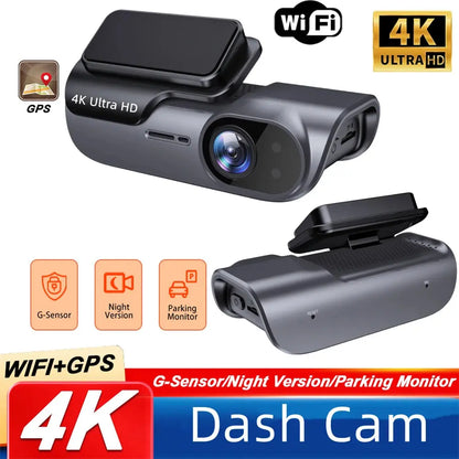 4K Car Dash Camera with GPS Wi-Fi Car DVR UHD Recording Video Recorder 24H Parking Monitor Driving Vehicle Cam Night Vision Ai-TechWorld 