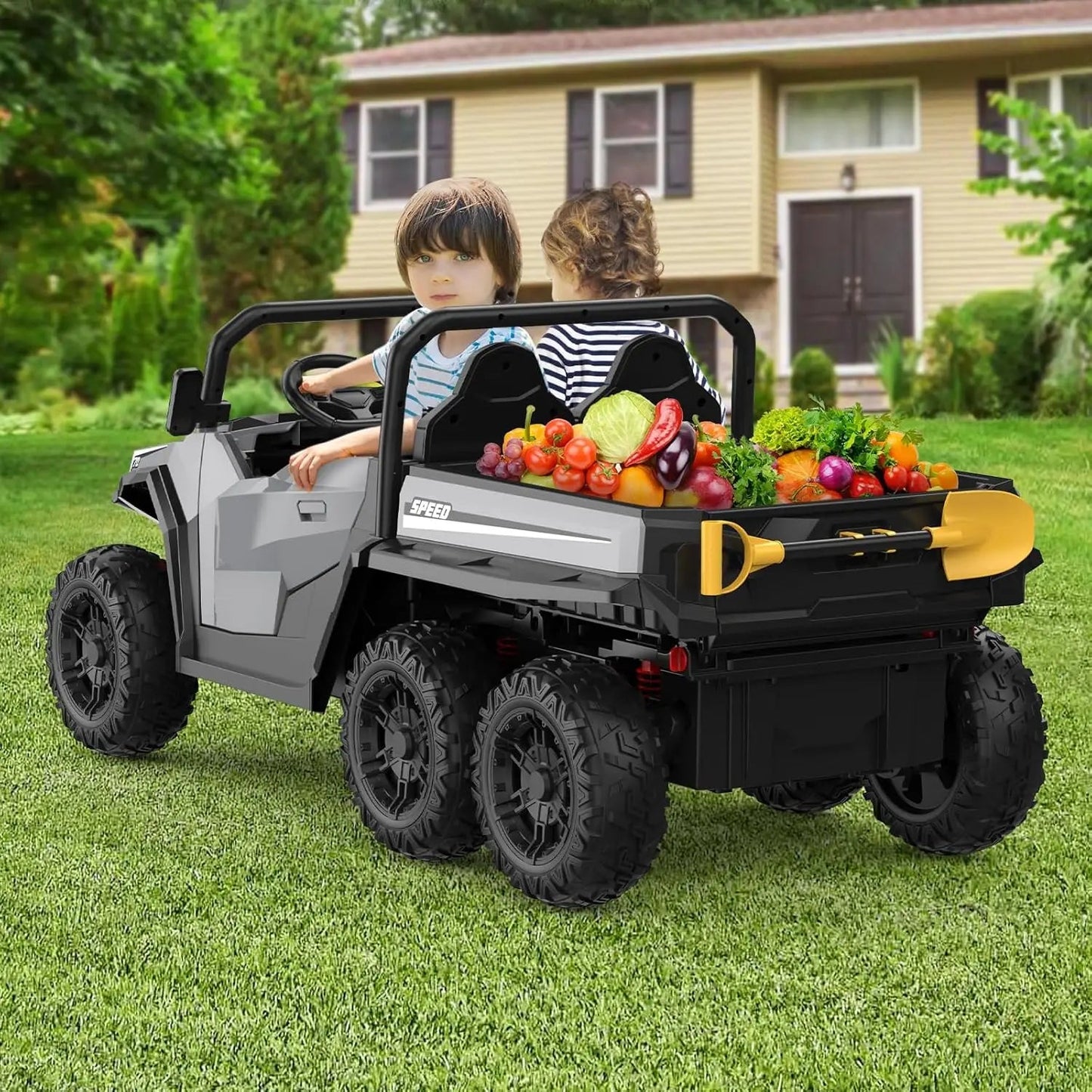 24V 4WD Electric Ride On Dump Truck with Remote Control 2-Seater Kids Ride On Car Music Player & LED Lights Birthday Gift Ai-TechWorld 