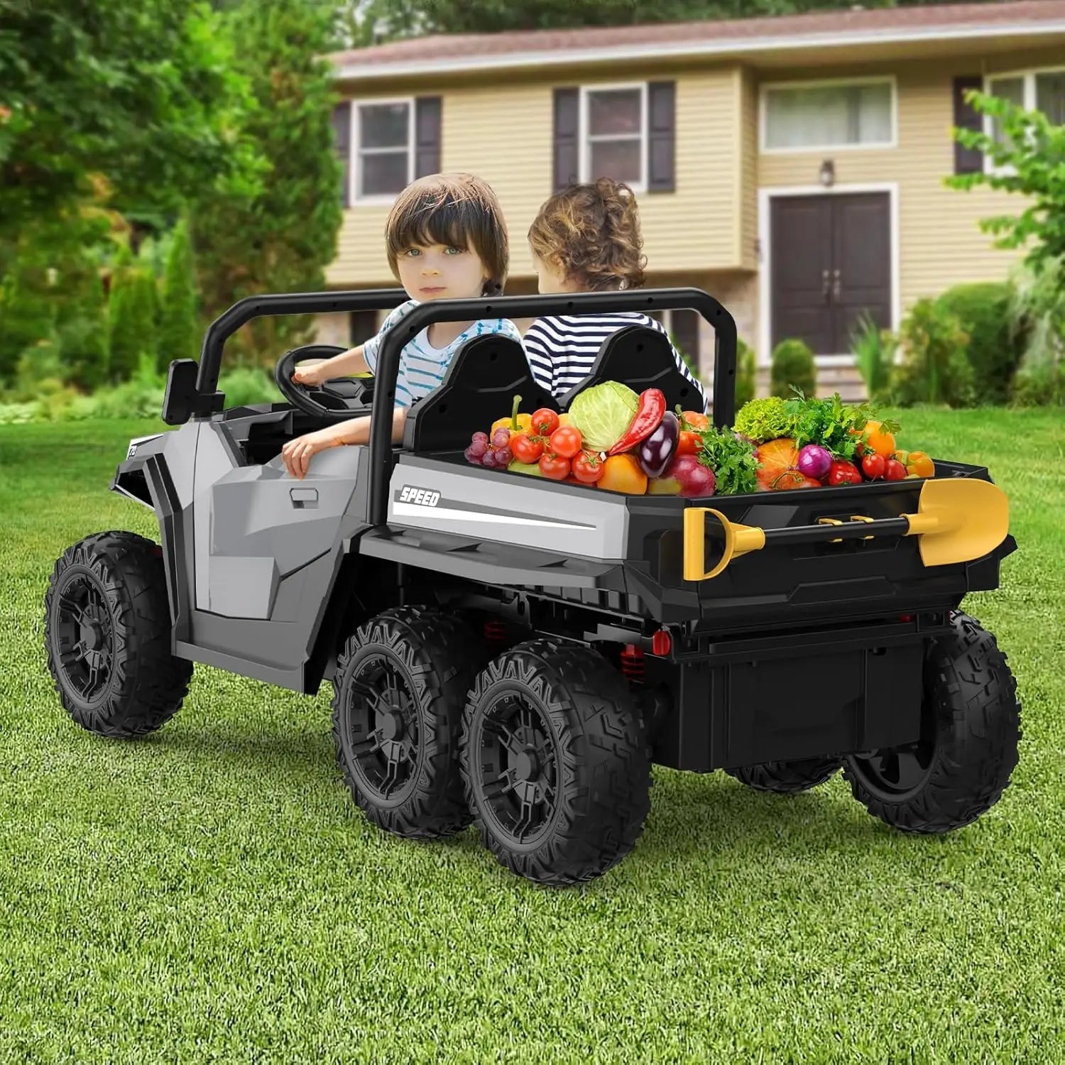 24V 4WD Electric Ride On Dump Truck with Remote Control 2-Seater Kids Ride On Car Music Player & LED Lights Birthday Gift Ai-TechWorld 