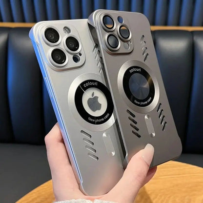 For Magesafe Magnetic Logo Hole Slim Frameless Case For iPhone 16 15 14 13 Pro Max Heat Dissipation Hard PC Lens Protector Cover Ai-TechWorld 