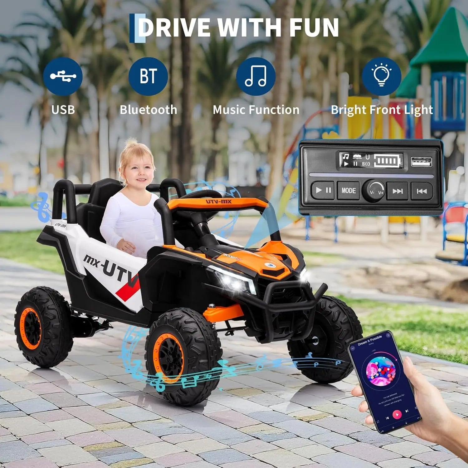 12V Kids Ride On Car,UTV Truck with Remote Control,4WD/2WD Switchable,Electric Vehicle with 4 Spring Suspension for Ages 3-8 Y Ai-TechWorld 