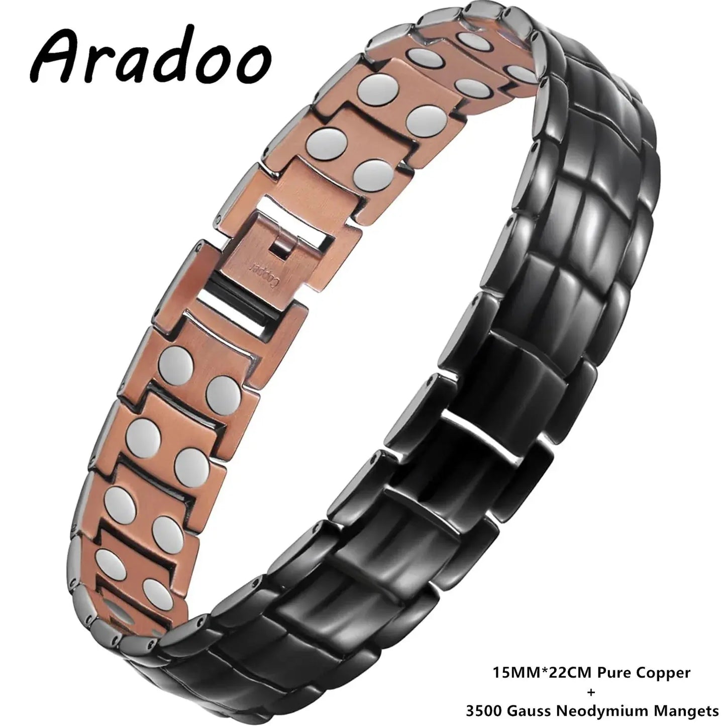 ARADOO Premium Copper Bracelet for Men with Strength 5000 Gauss Magnets Titanium Steel Wristband Jewelry Gifts Ai-TechWorld 