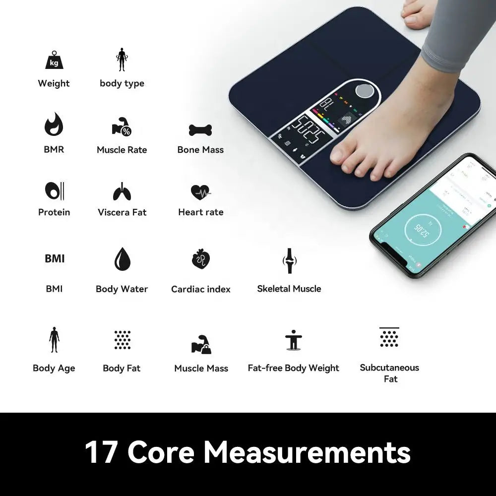 Scale for Body Weight, Smart Scale with 8-in-1 VA Display, High Precision Bathroom Digital Scale for Body Weight Heart Rate BMI Ai-TechWorld 