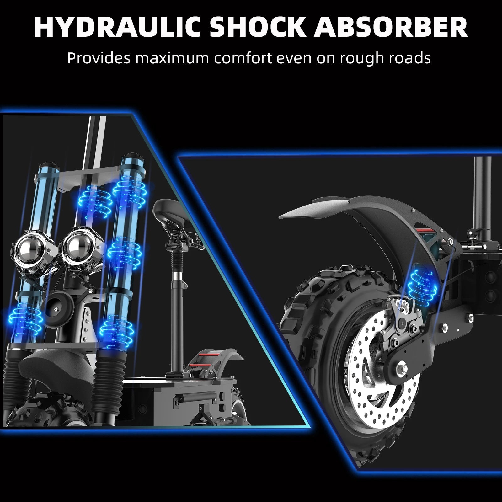 48-72V Electric Scooter for Adults 90KM/H 10-11''Tubeless Off Road Tire Hydraulic / SpringSuspension Foldable Escooter with Seat Ai-TechWorld 